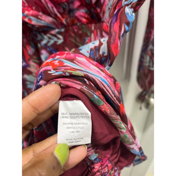 Amanda Uprichard Amani Long Sleeve Mini Dress in Bloom Sz L - Picture 6 of 9